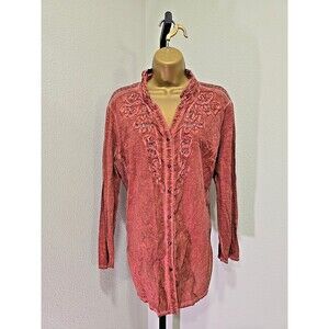 Reba Red Embroidered Beaded Western Shirt Womens Sz XL Pearl Snap Cowgirl Rodeo